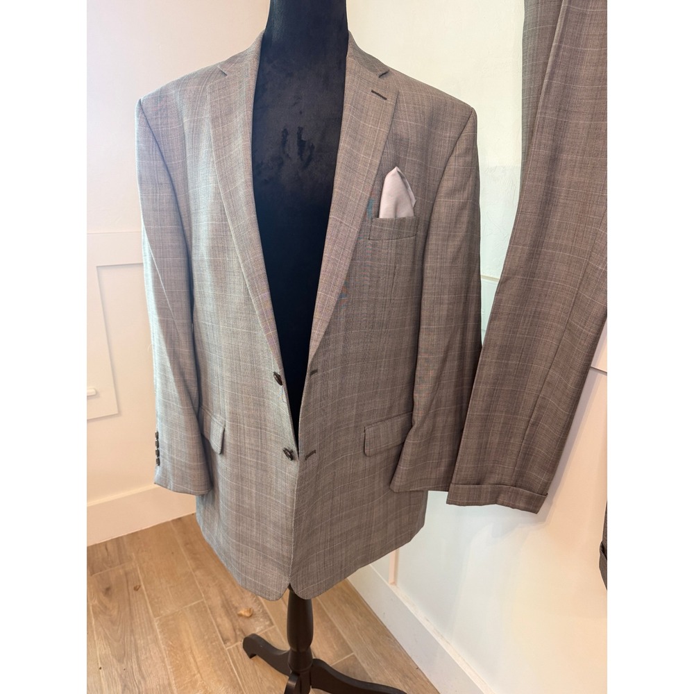 Lauren Ralph Lauren Mens 46R Grey Glen Plaid 100% Wool Suit Pleated Cuffed - Picture 3 of 15